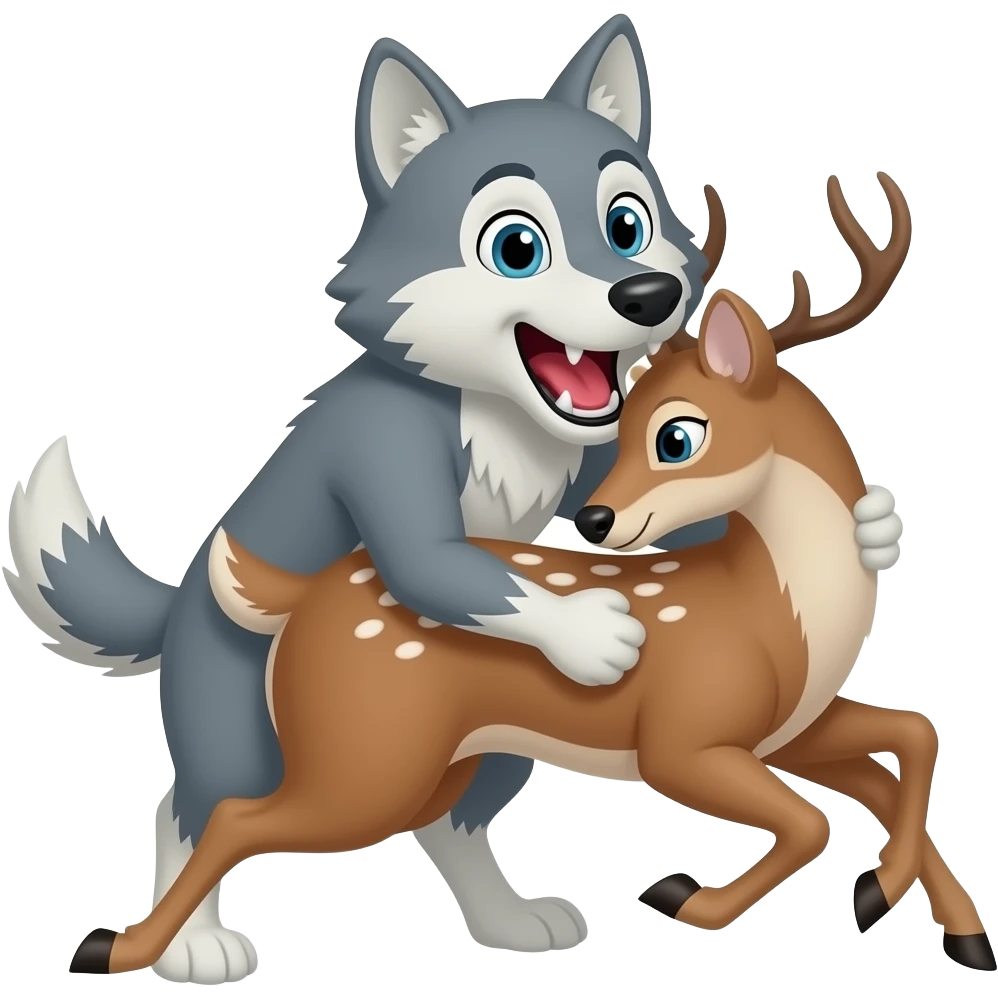 The cartoon wolf is killed a deer emoji