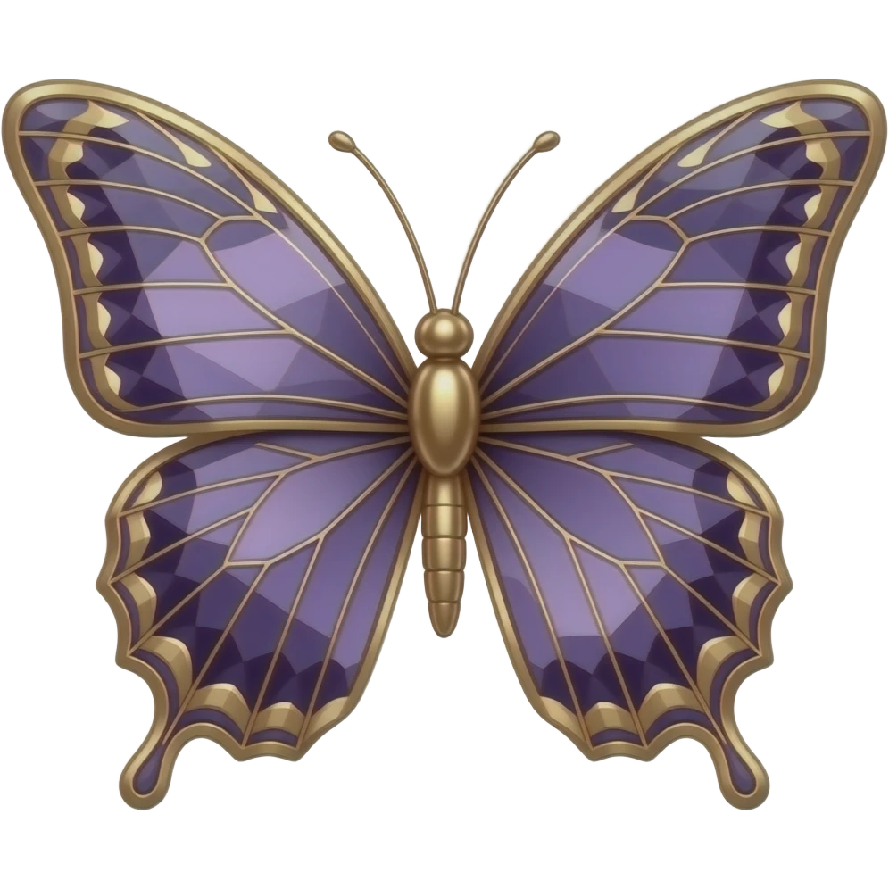 Detailed Cracked crystal dark Violet crystal butterfly with rose gold trimmings emoji