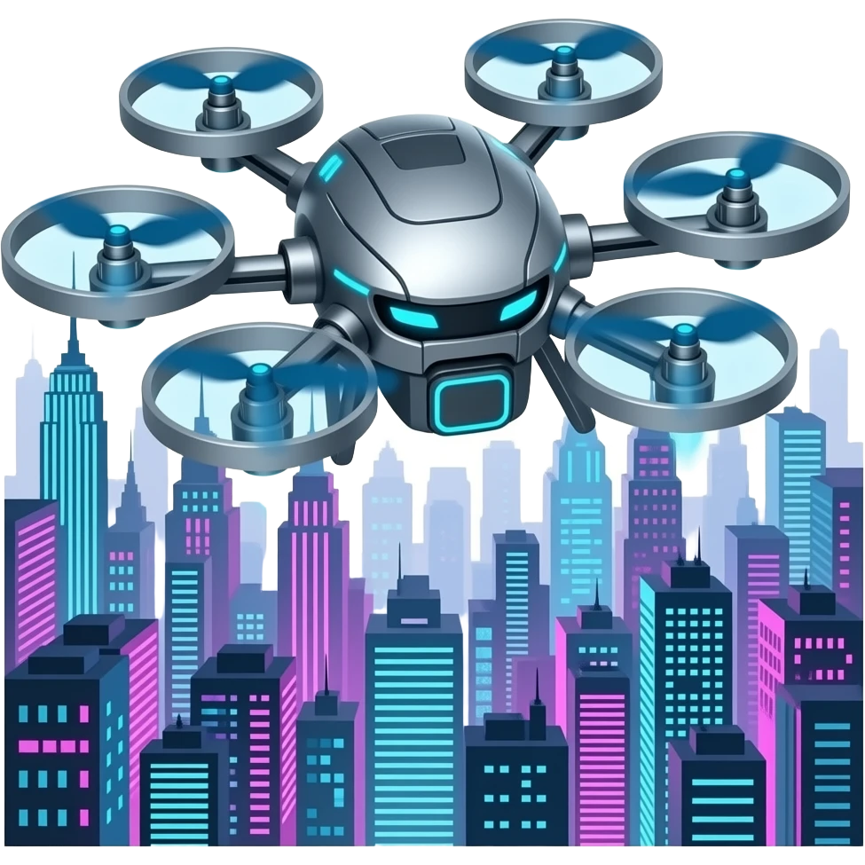 Scifi flying robot futuristic drone emoji