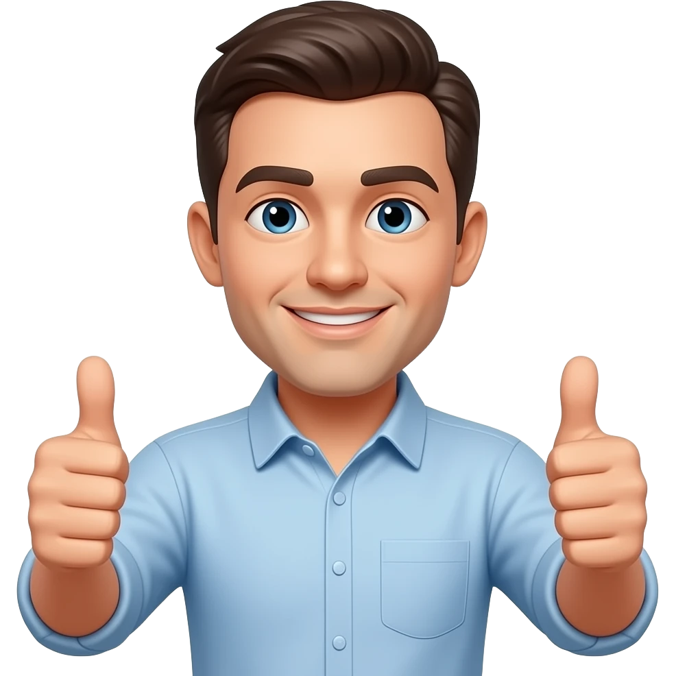 A man thumb up both hands + 好 emoji