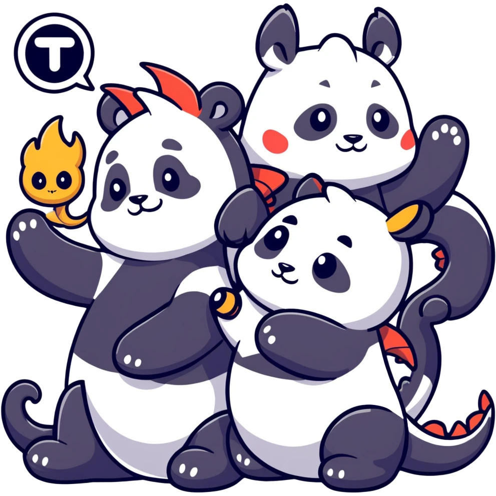 Pandas and Dragons war  emoji