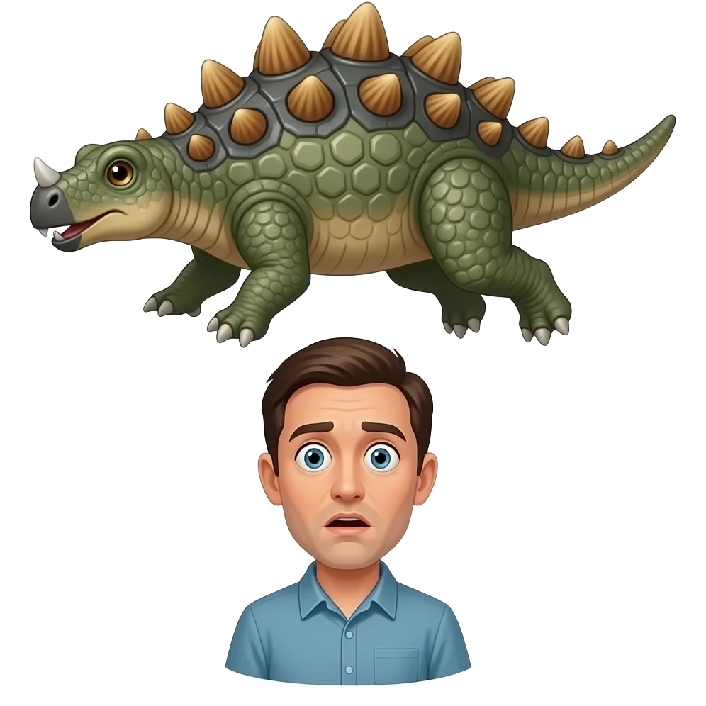 Ankylosaurus jumping on a human emoji