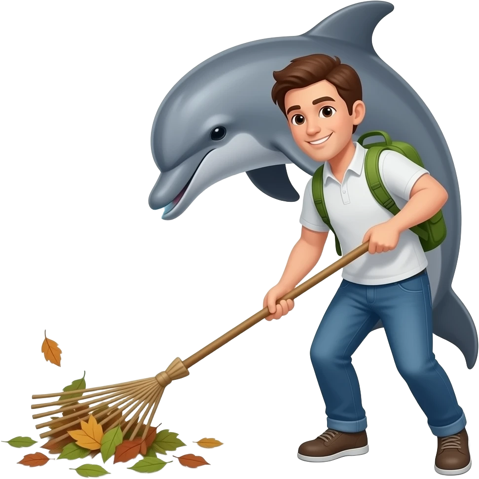 The raking leaves/dolphin/sprinkler dance emoji
