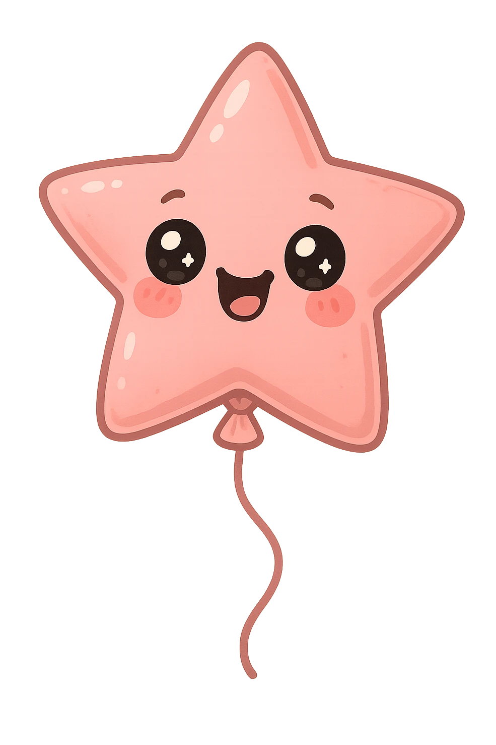 a cute pink star balloon, original design, big eyes, blushing cheeks, joyful emoji