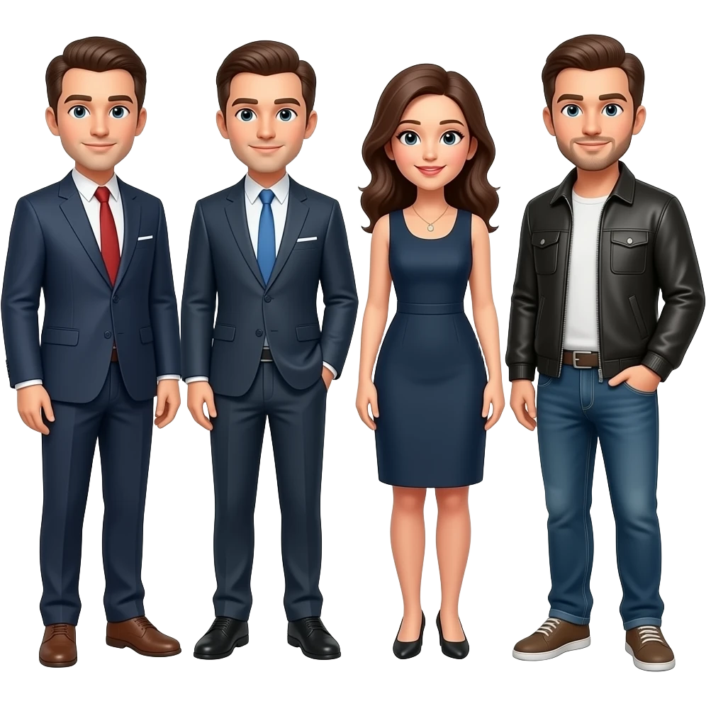 4 men and 1 woman that are exactly 4 men and 1 woman emoji