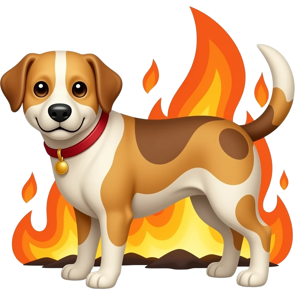 this is fine burning house dog emoji