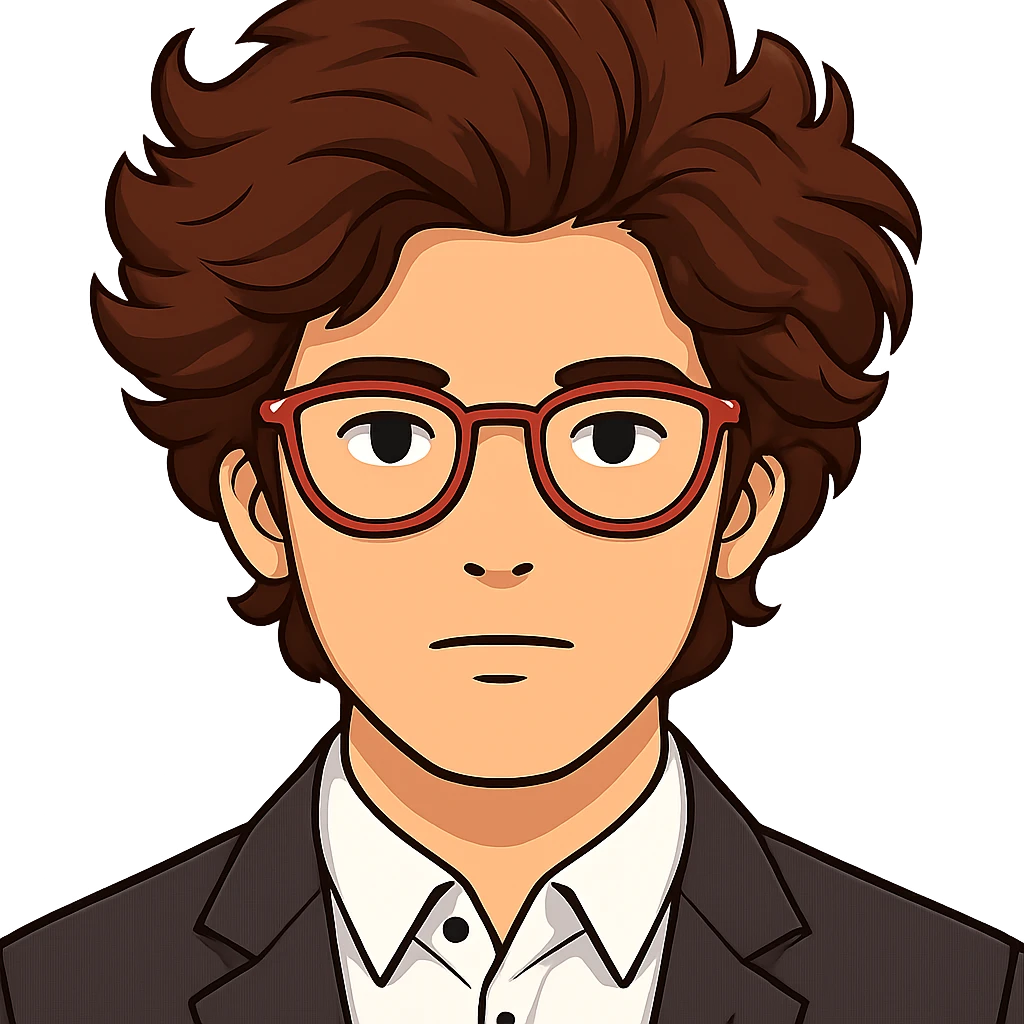Make the hair much bigger on the face of a man with a lot of brown hair and red glasses, keep the style the same. Remove the background to isolate the subject. emoji