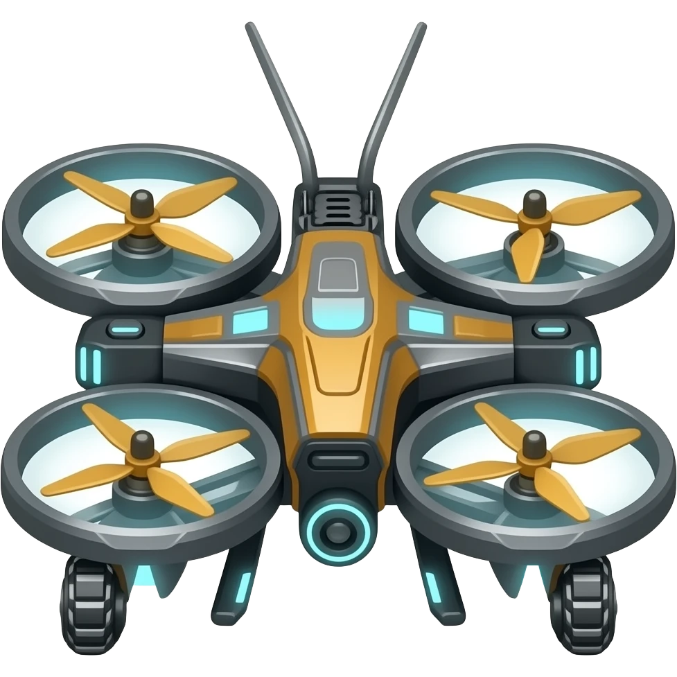 Sleak scifi hover drone with weapons emoji