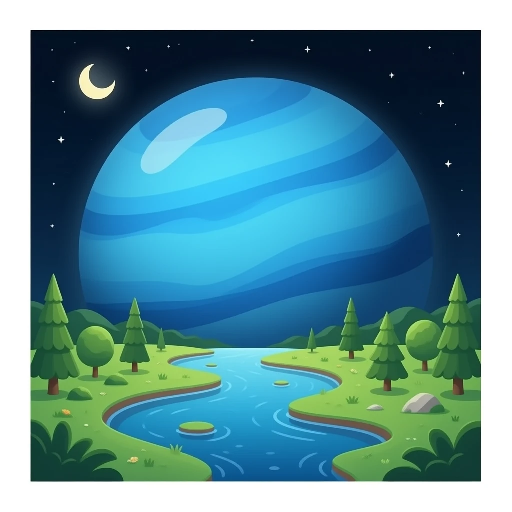 Urano planeta azul ciano emoji