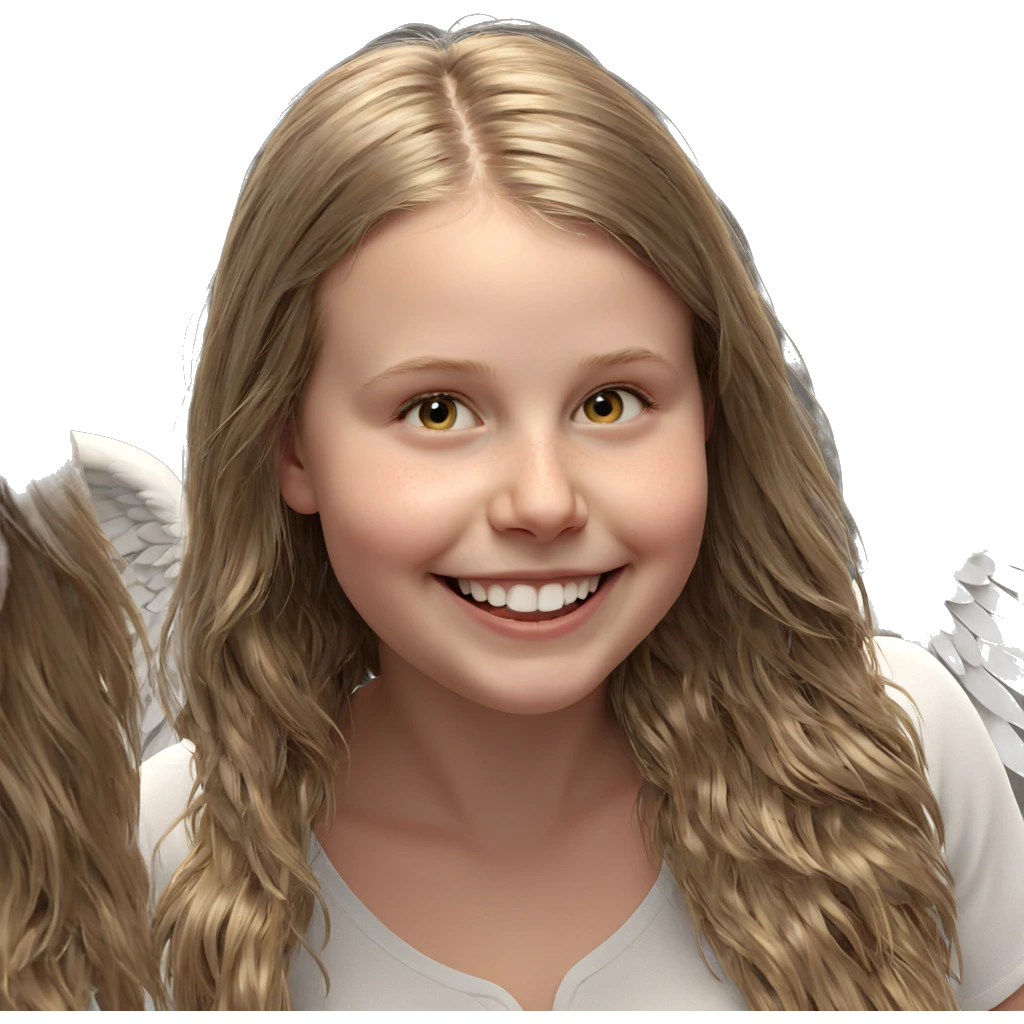 smiling girl with angelic wings emoji
