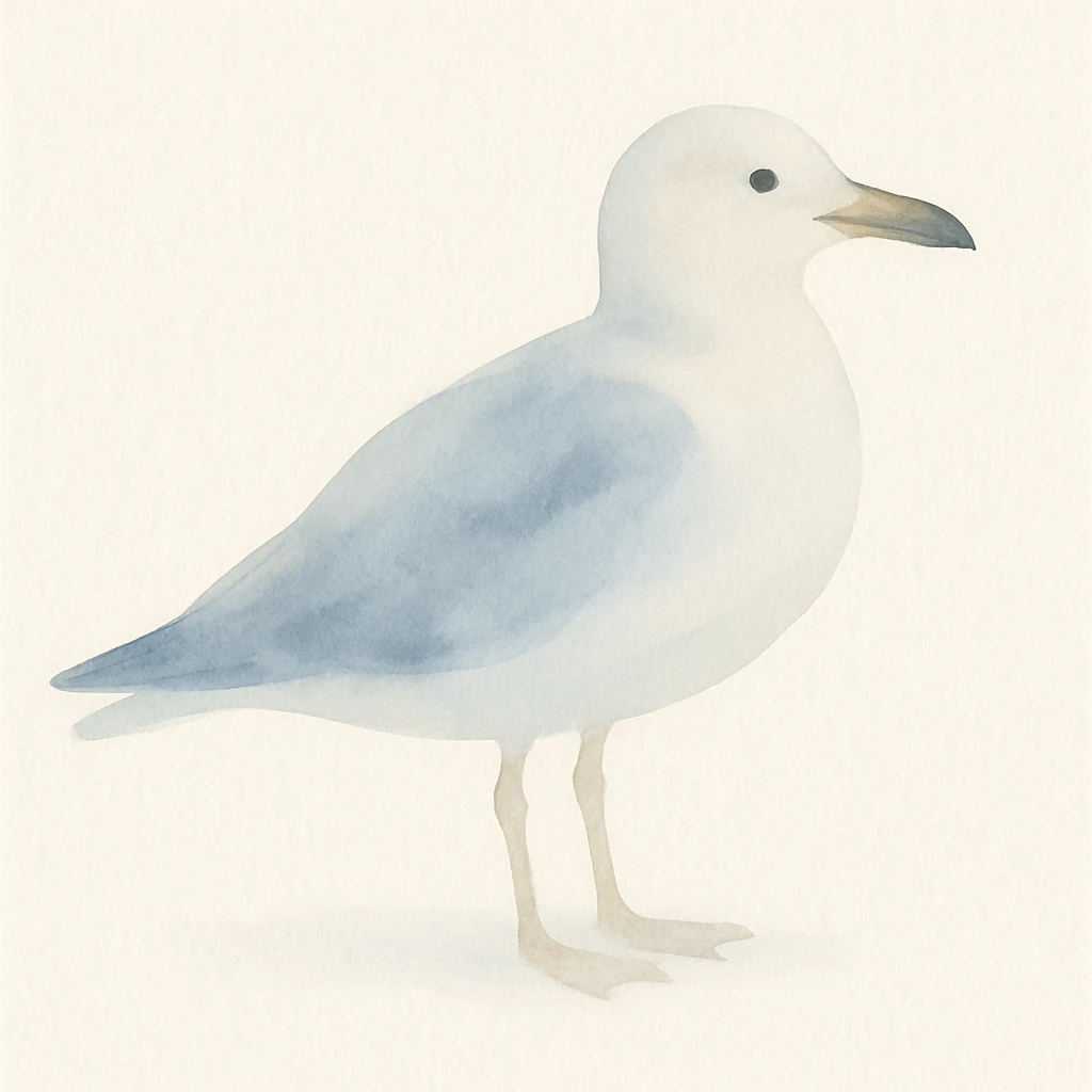 soft watercolor effect seagull, gentle blue and white tones emoji