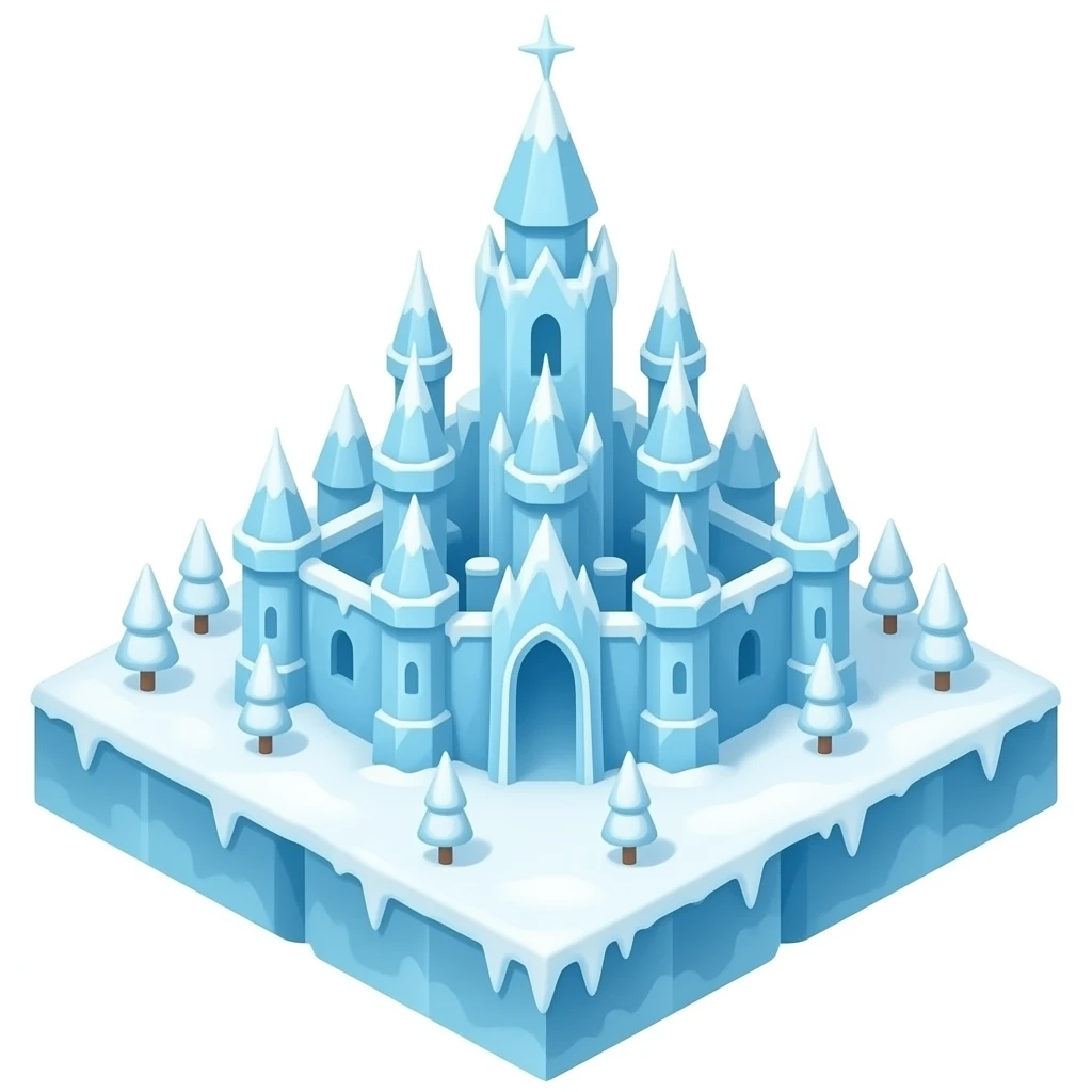 me puedes hacer una ciudad congelada que parece un reino de hielo emoji