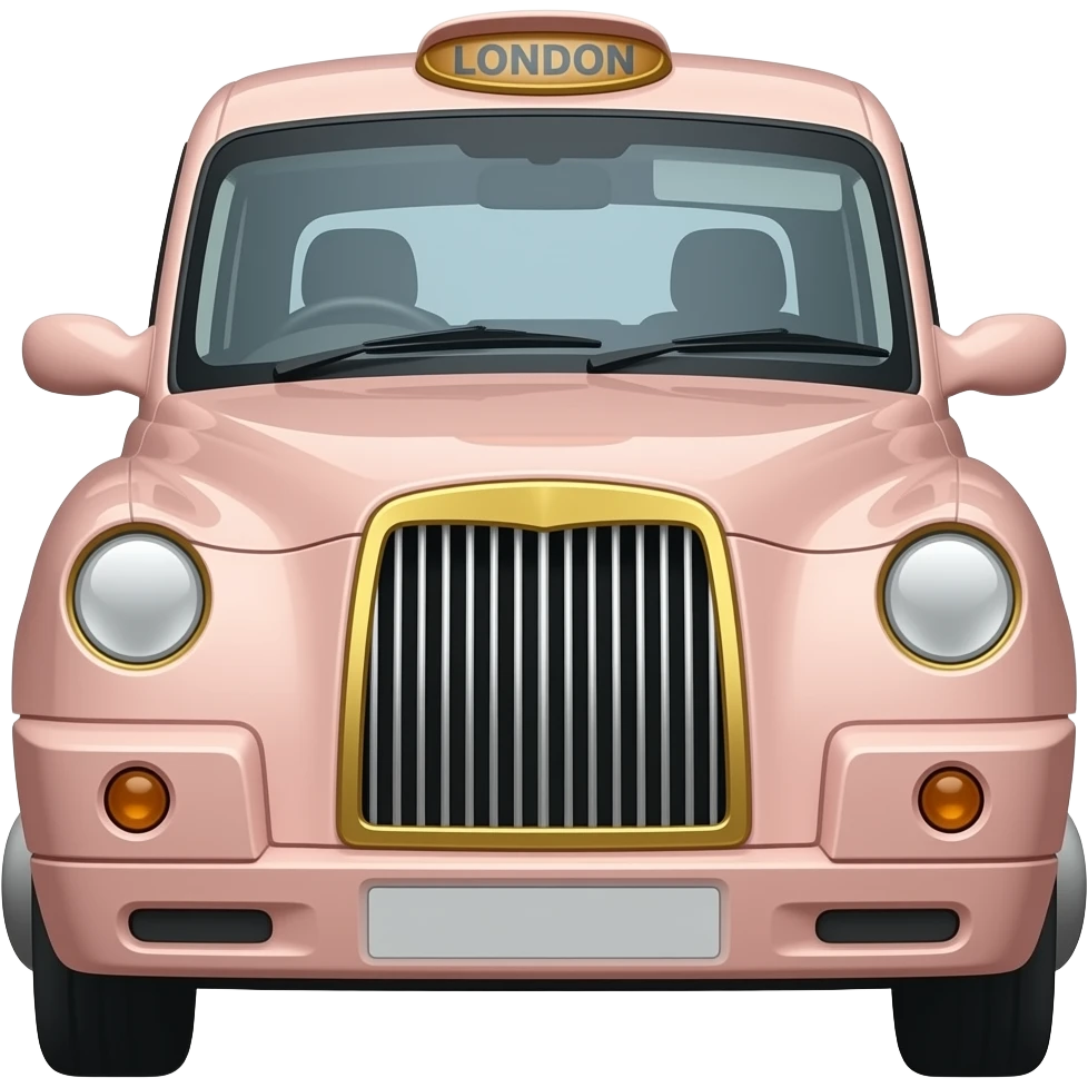 Luxury London taxi, isolated, centered, no background, soft blush body, gold trim, chic feminine Knightsbridge aesthetic emoji