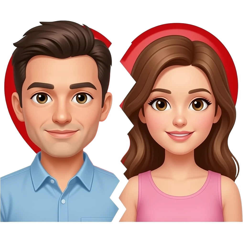 Hombre y mujer separados con corazón roto emoji
