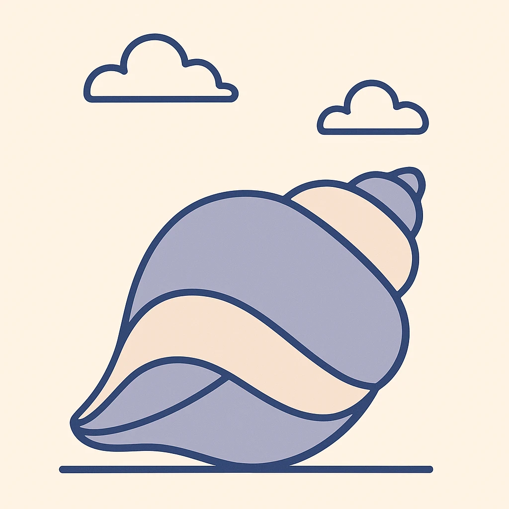 seashell, simple, natural colors, soft lines emoji