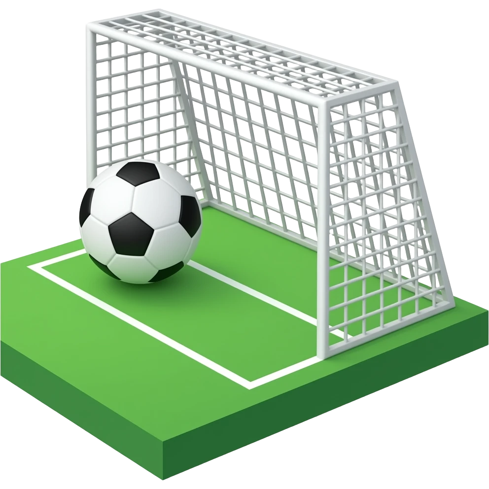 generame un emoji de un arco de futbol con una pelota mas chiquita entrando al angulo superior izquierdo entrando al arco emoji