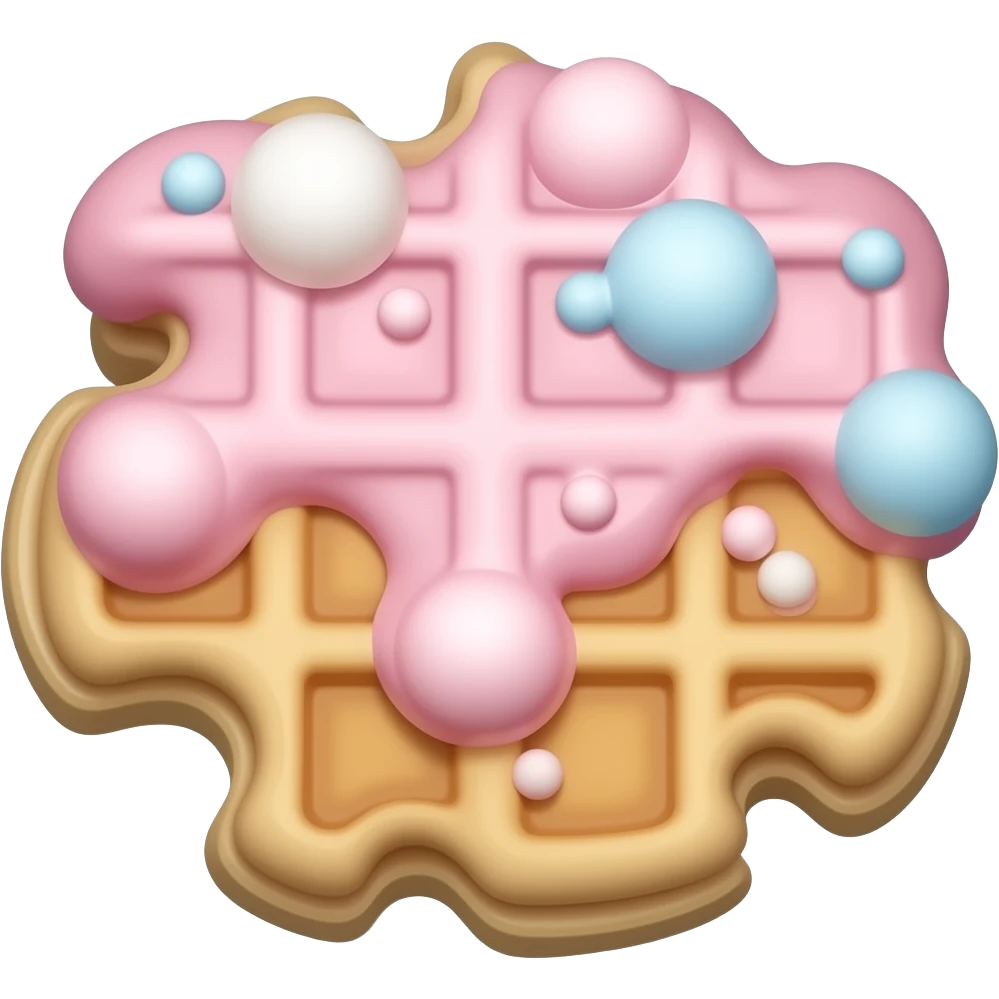 Waffle with cotton candy pink the blue emoji