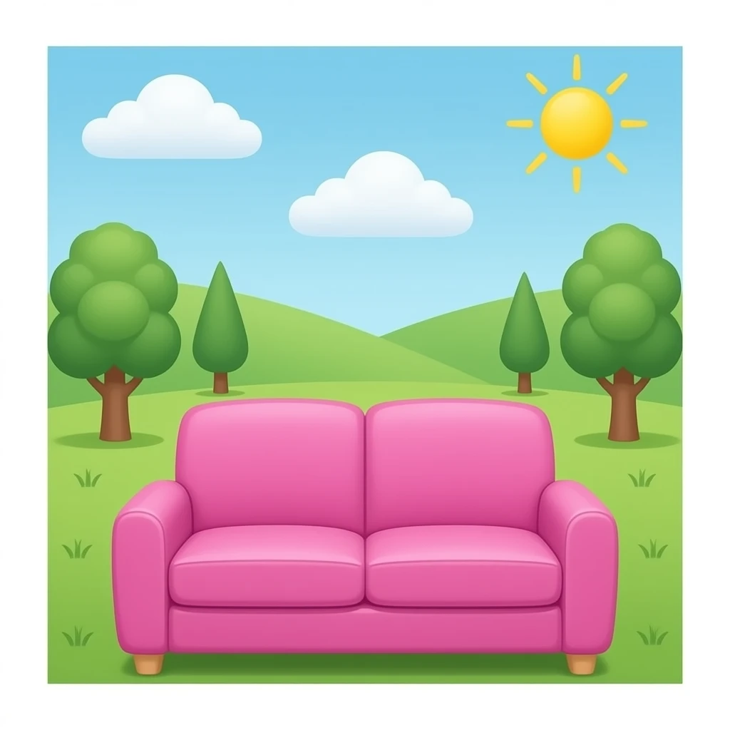 Sofa café Barbie-inspired  with pastel barbie colour emoji