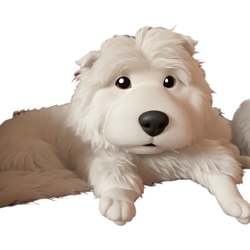 fluffy dog on couch emoji
