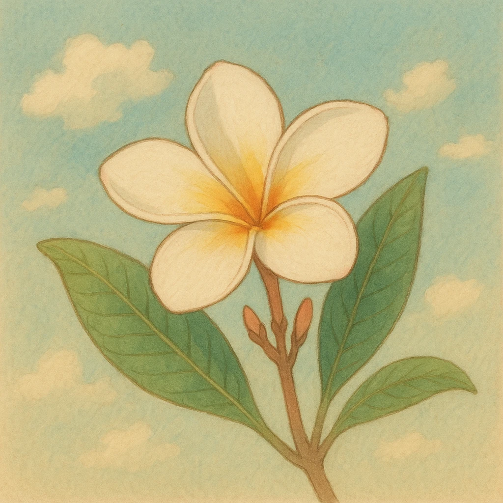 plumeria flower, soft colors, gentle shading emoji