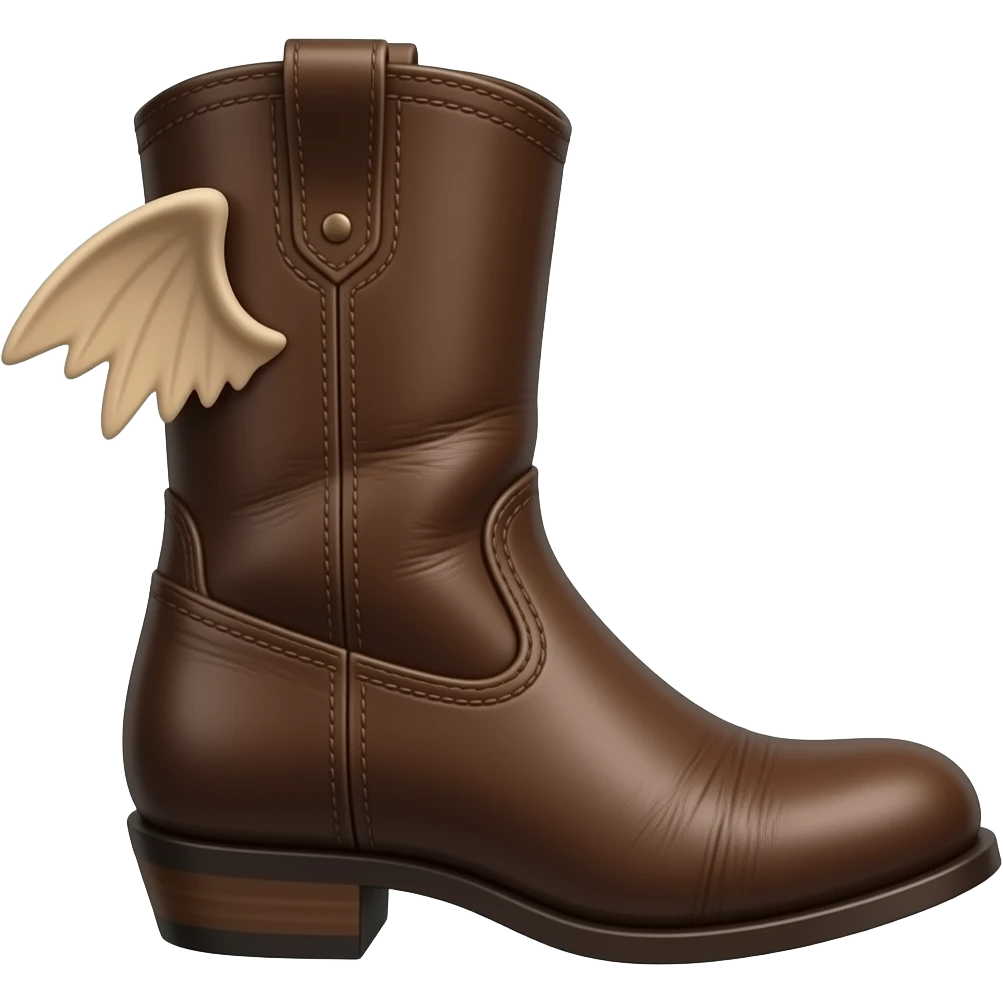 small wings agile midieval leather boot slightly overhead view -  no background copy/paste emoji