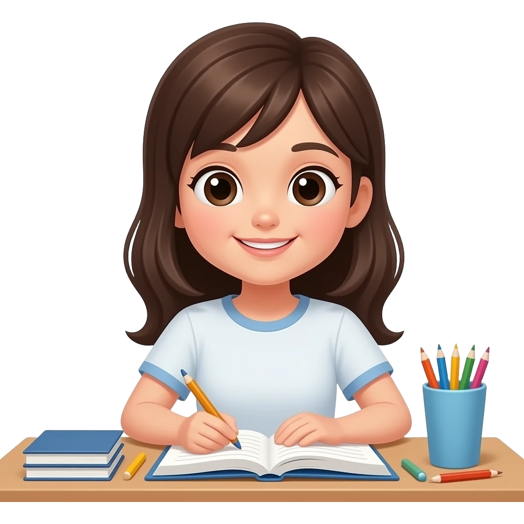 teen girl doing homework emoji