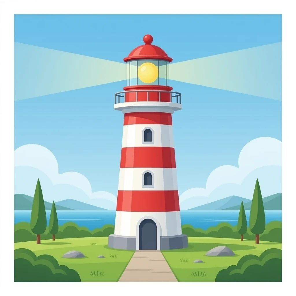 A lighthouse without the rain, on a clear day emoji