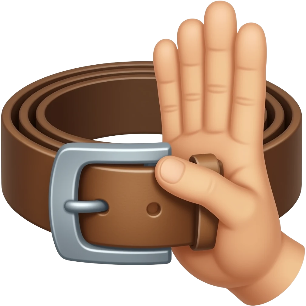 Belt being held in a folded manner as if it was about to spank someone emoji