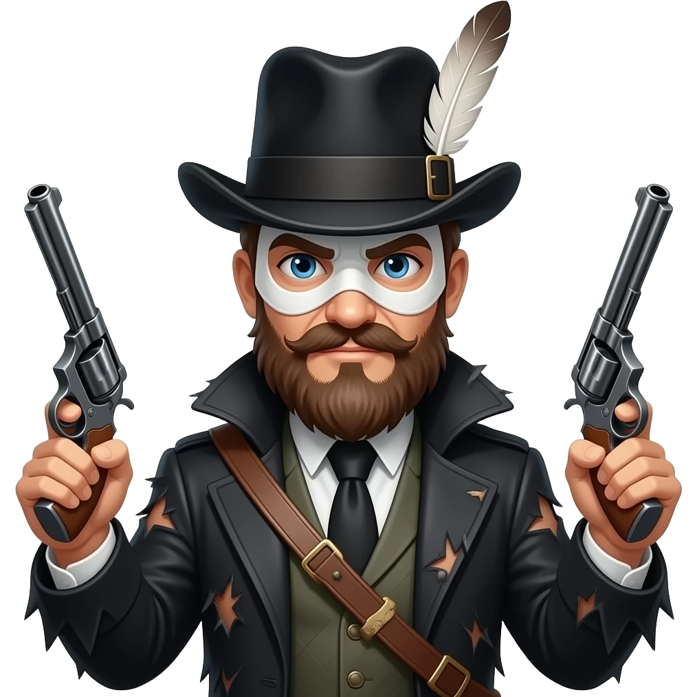 Masked Freemason dressed as a highway man With two pistols Freemason emoji