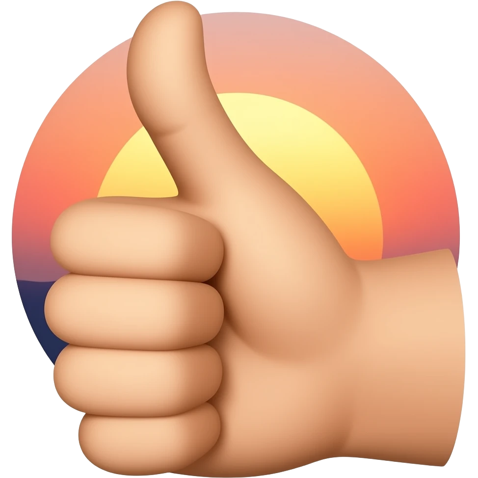 atardecer de fondo pulgar hacia arriba emoji