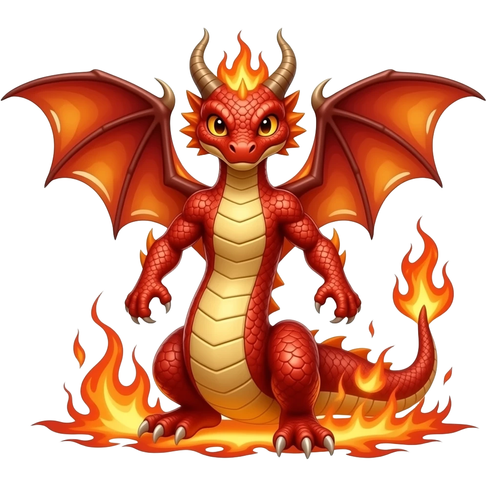 fire serpent with a head, dragon wings and arms and another head in the tail emoji