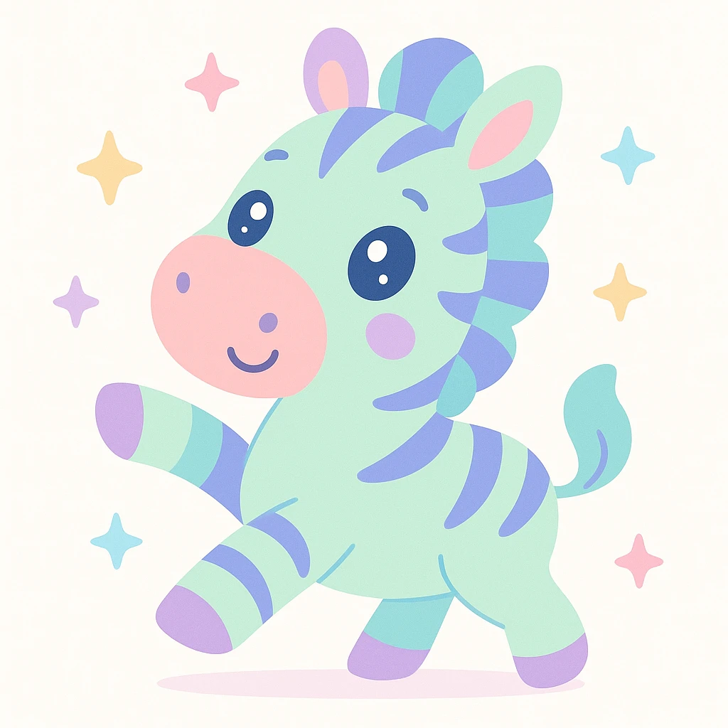 stylized and expressive zebra in a playful pose emoji