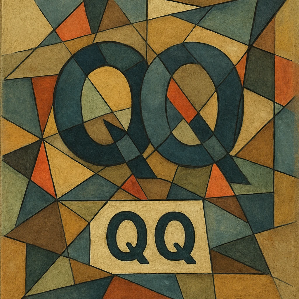 icon with the title 'QQ' in cubist abstraction style emoji