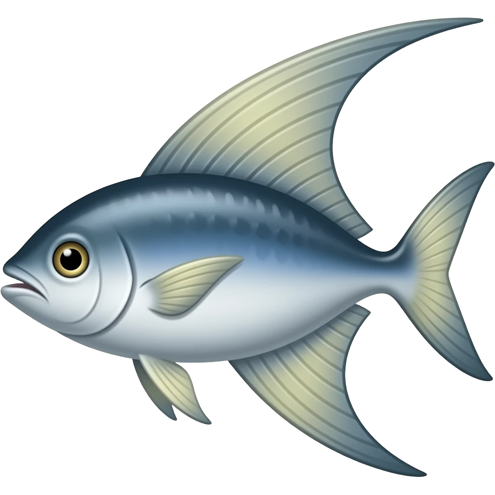 create a flying fish with long fins flyign and wings emoji