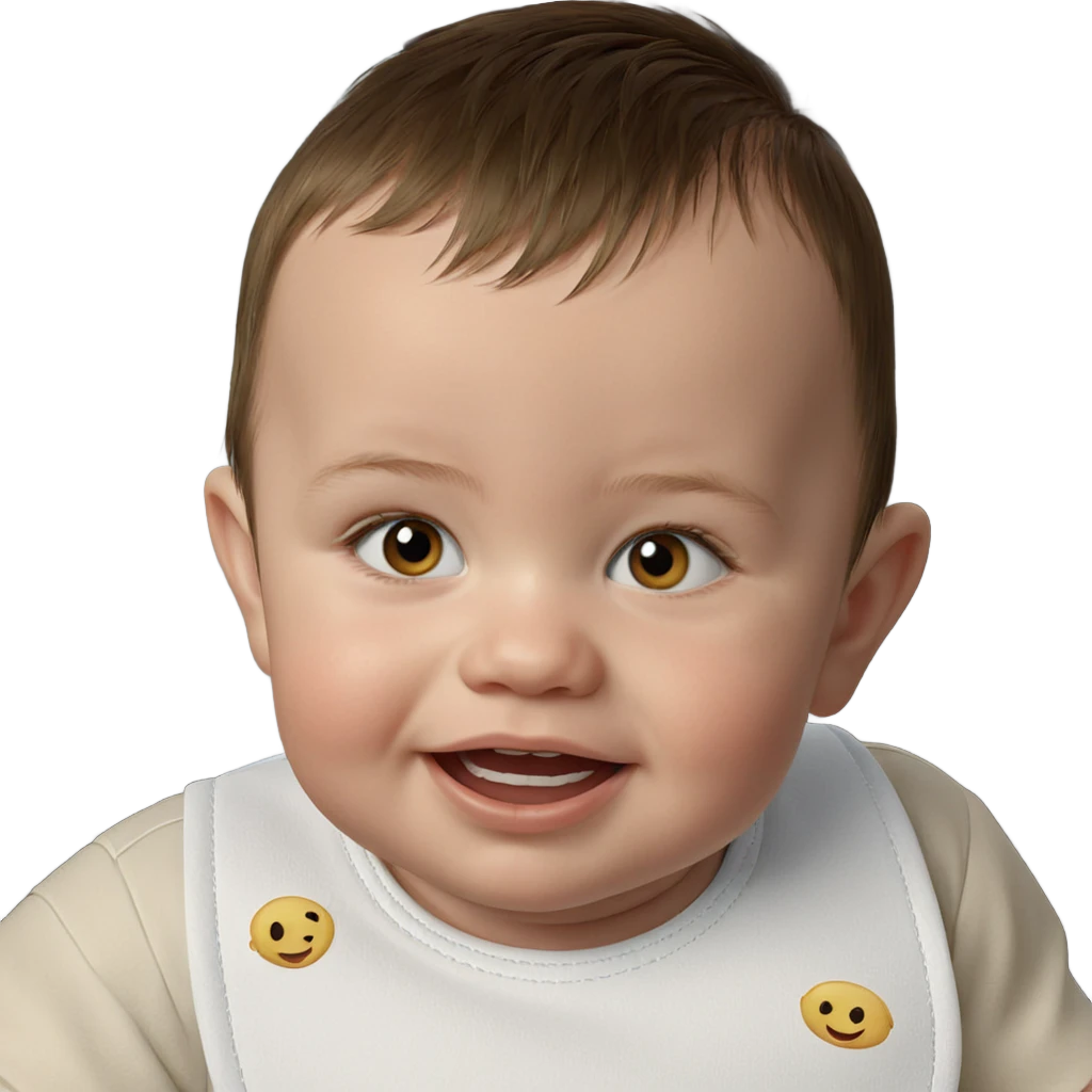 baby boy in bib smiling emoji