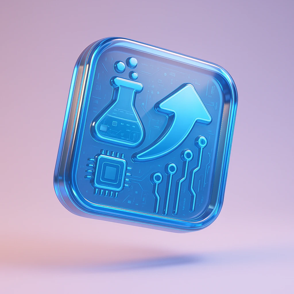 futuristic high-tech square logo for founders' study group, abstract elements suggesting innovation and research, no text, visually striking emoji