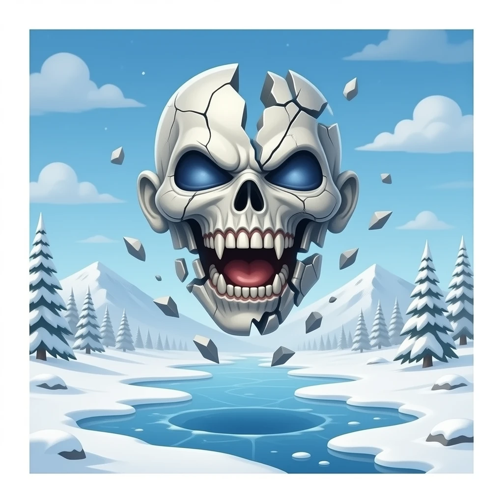 iron maiden eddie mascot - disintegrated body hovers over frozen landscape - Seventh Son of a Seventh Son cover emoji