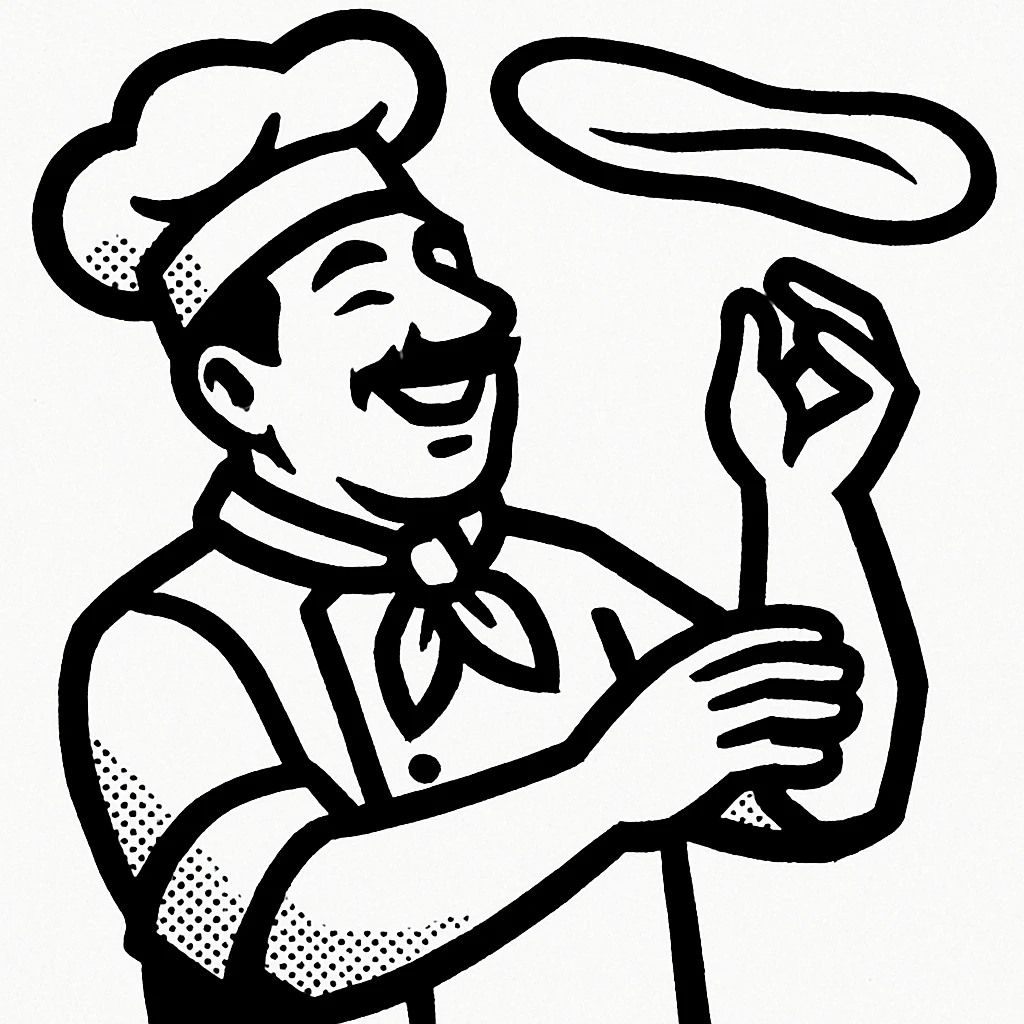 smiling Italian chef spinning pizza dough emoji
