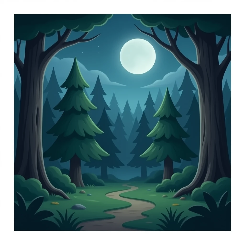 Creepy night forest emoji