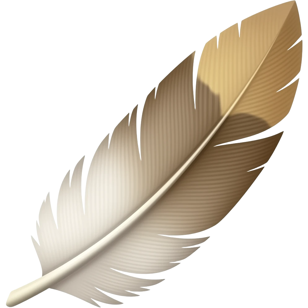 show a sleek feather with little detail resembling agility - NO BACKGROUND emoji