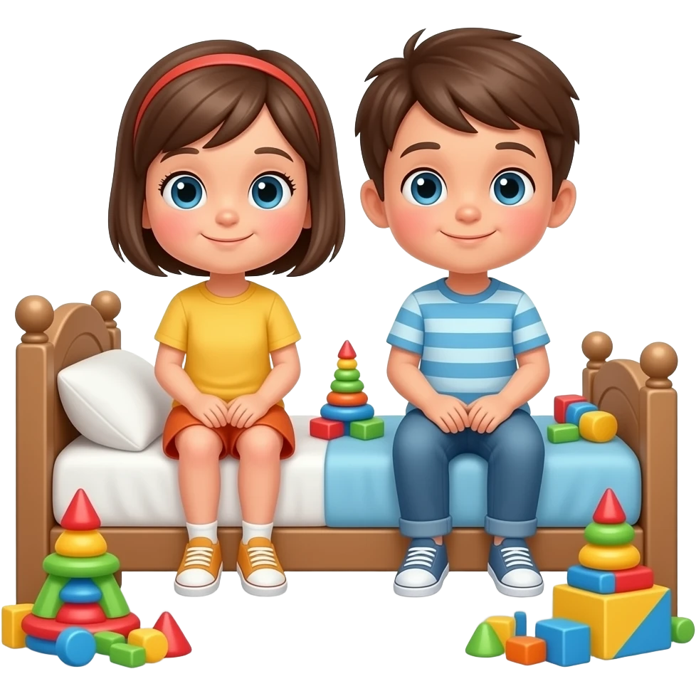 2 kids bed and toys white background emoji