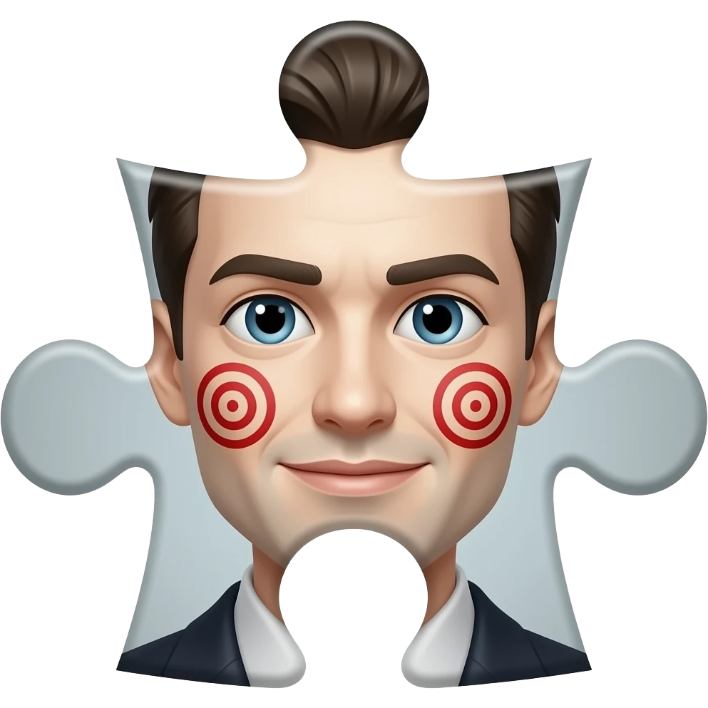 jigsaw from saw with red swirls on his cheek emoji