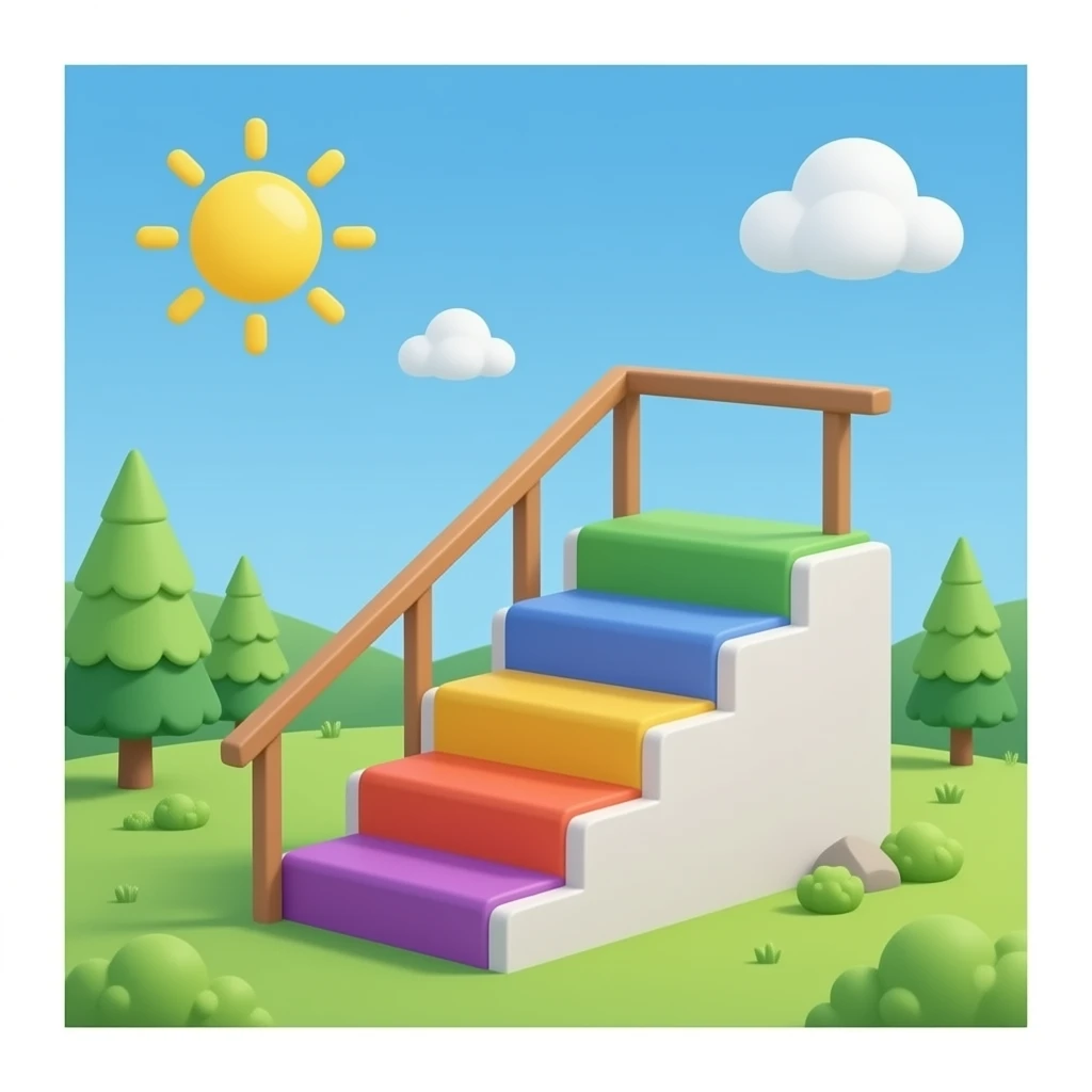 A small staircase with three colourful steps emoji