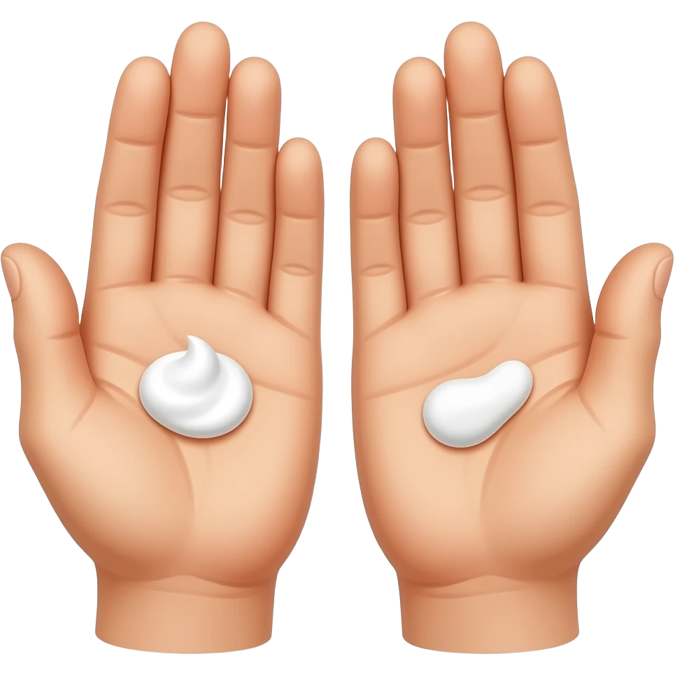 DARKBROWN Two open, palms-up hands with a dollop of white cream centered in each palm emoji