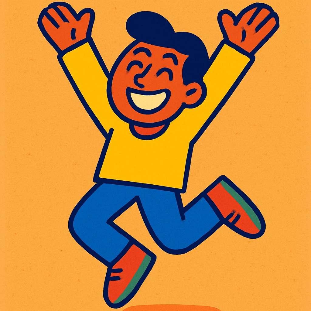 happy emotion, person jumping with joy, vibrant colors emoji