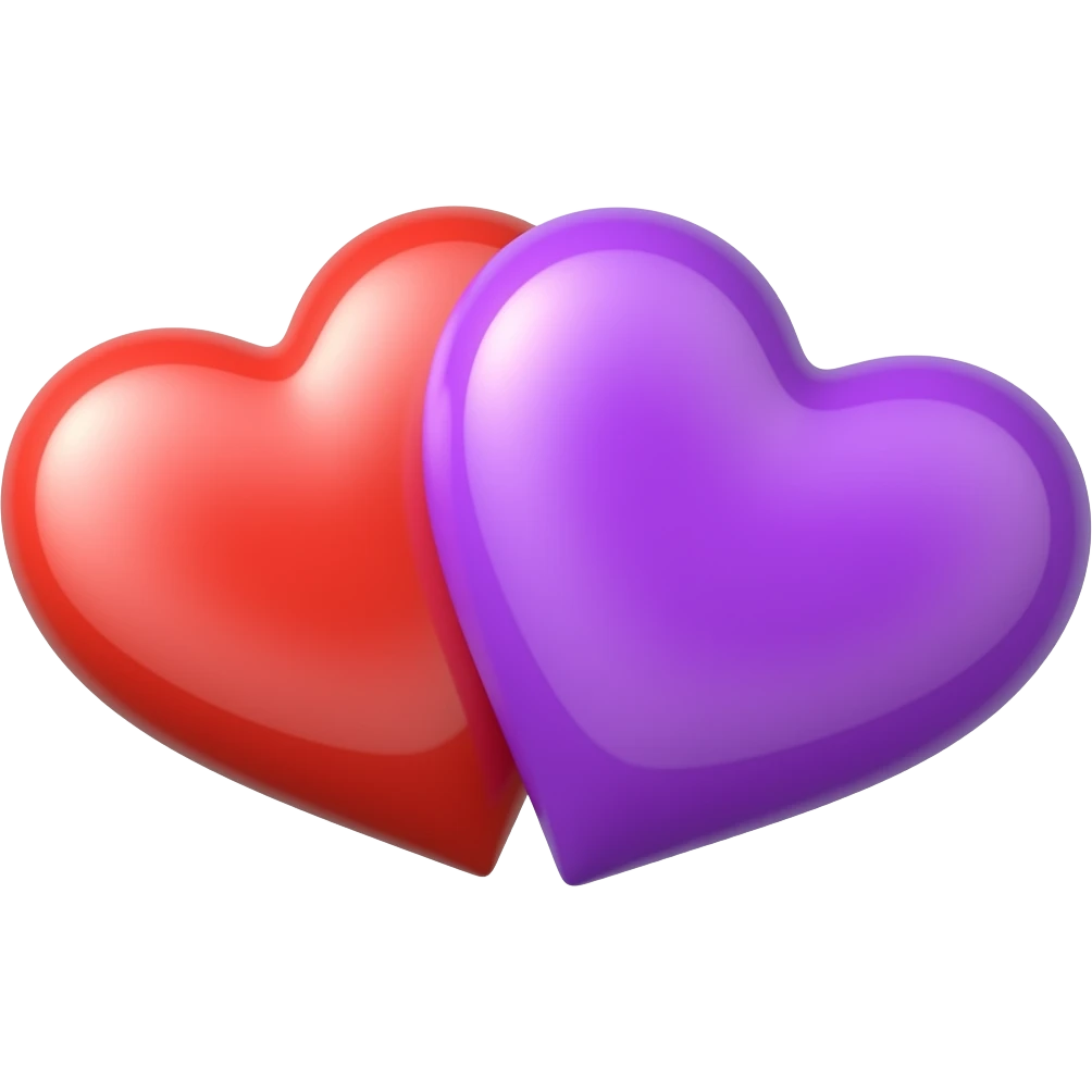 Red heart under a purple heart side by side emoji