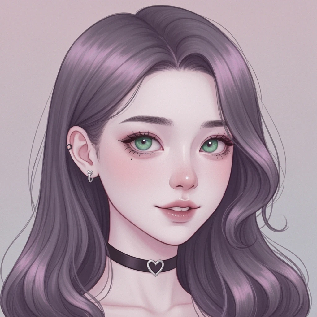 pastel goth profile picture with a heart accent, cute, expressive, minimal, variation 1 emoji