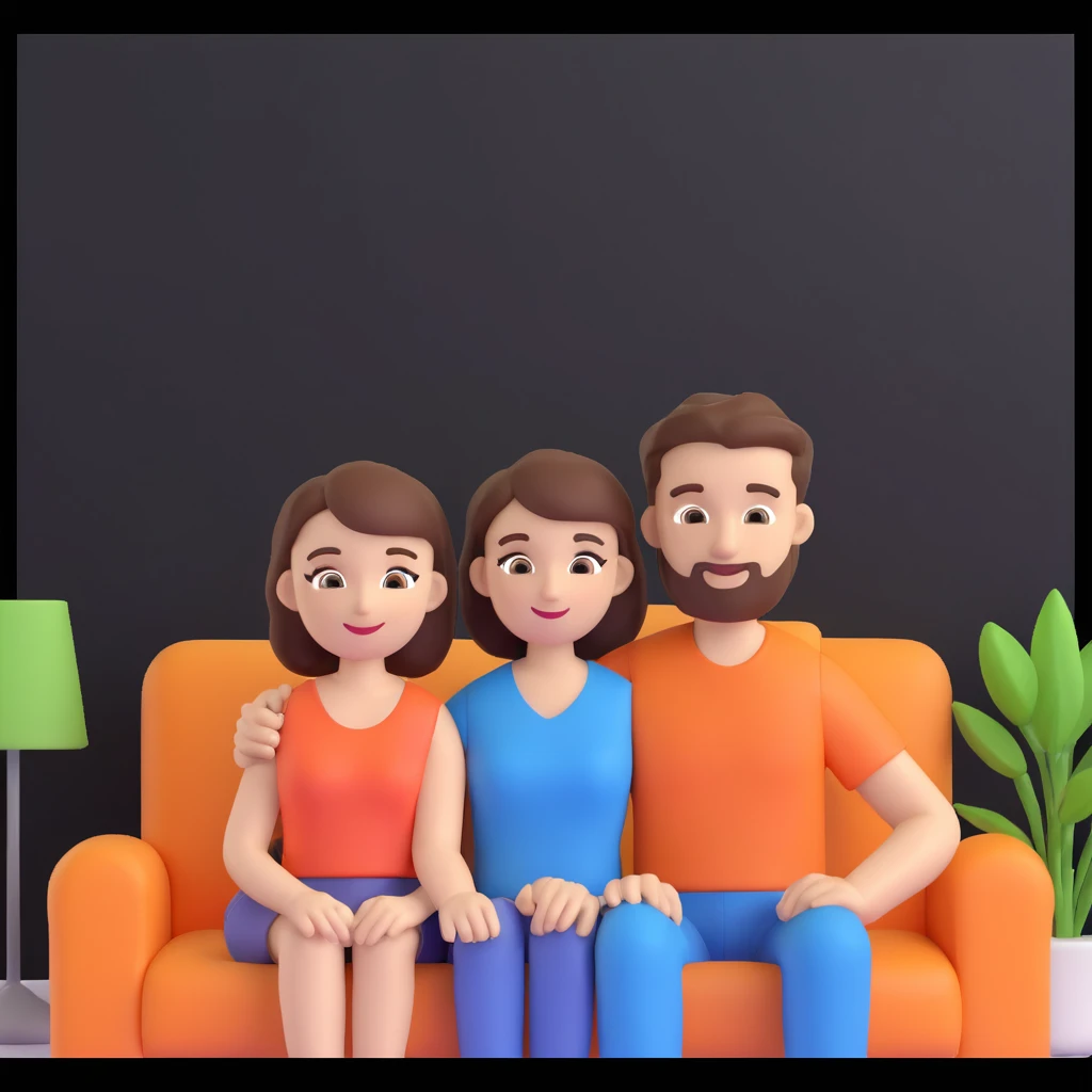  couple posing, close up pose, living room background emoji
