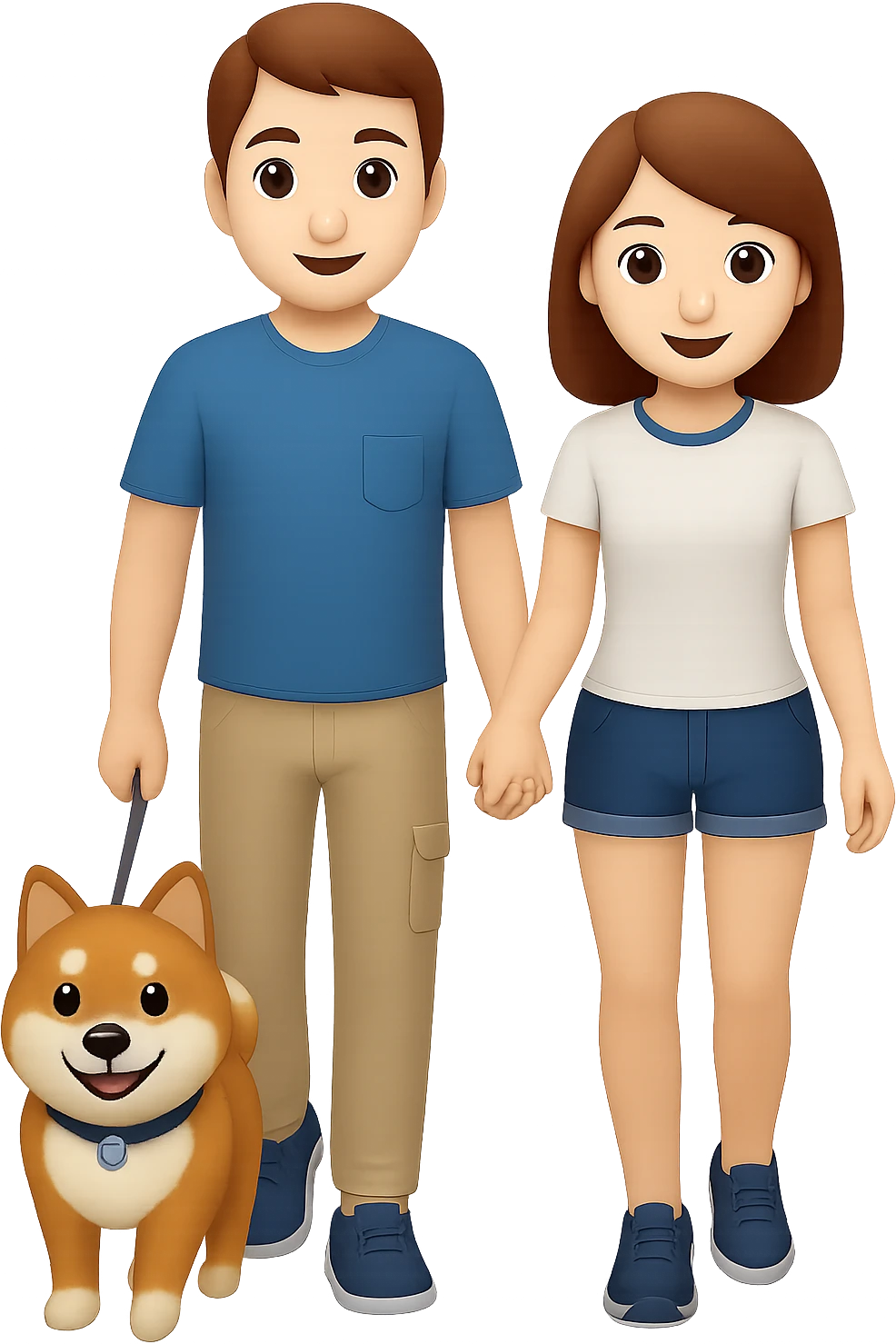 Make the couple have brown hair in emoji style with no background. emoji
