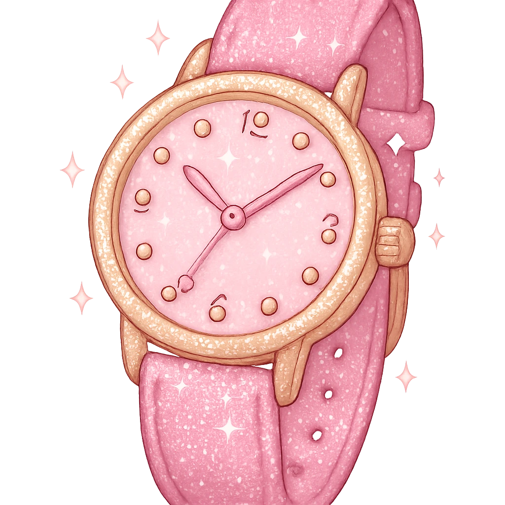 girly sparkling watch, cute, shiny, no background emoji